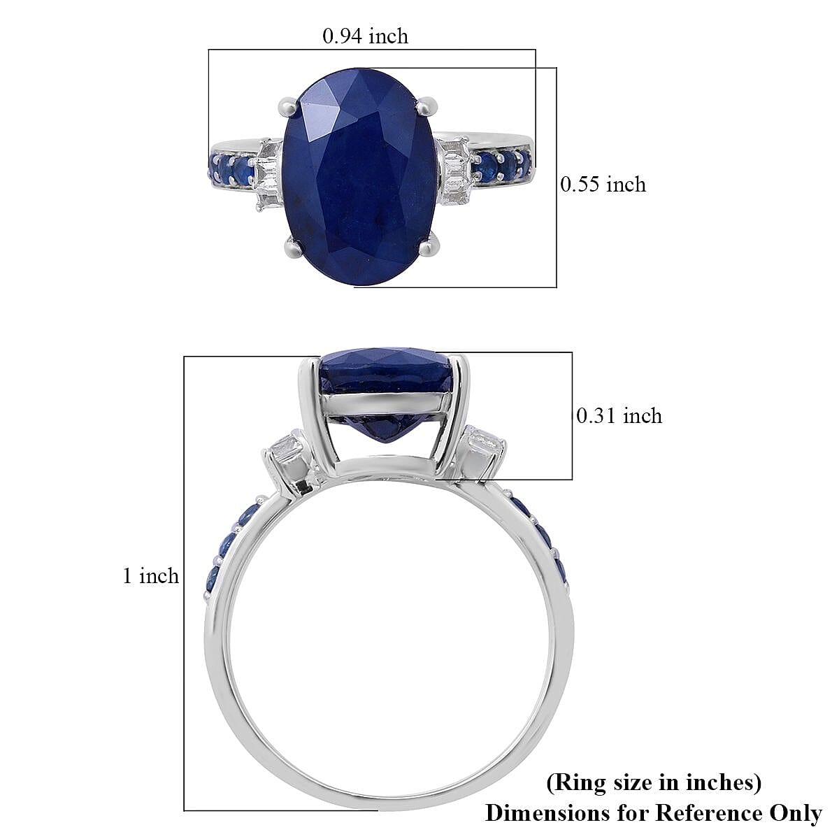Madagascar Blue Sapphire and Multi Gemstone Ring in Platinum Over Sterling Silver (Size 9.0) 7.60 ctw image number 4
