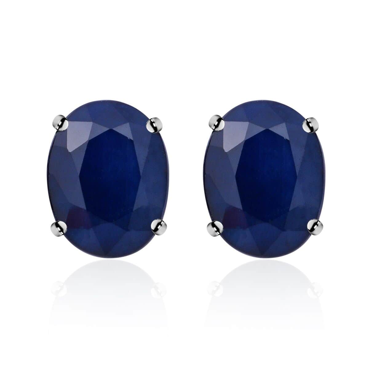 Madagascar Blue Sapphire (DF) Stud Earrings in Platinum Over Sterling Silver 4.50 ctw image number 0
