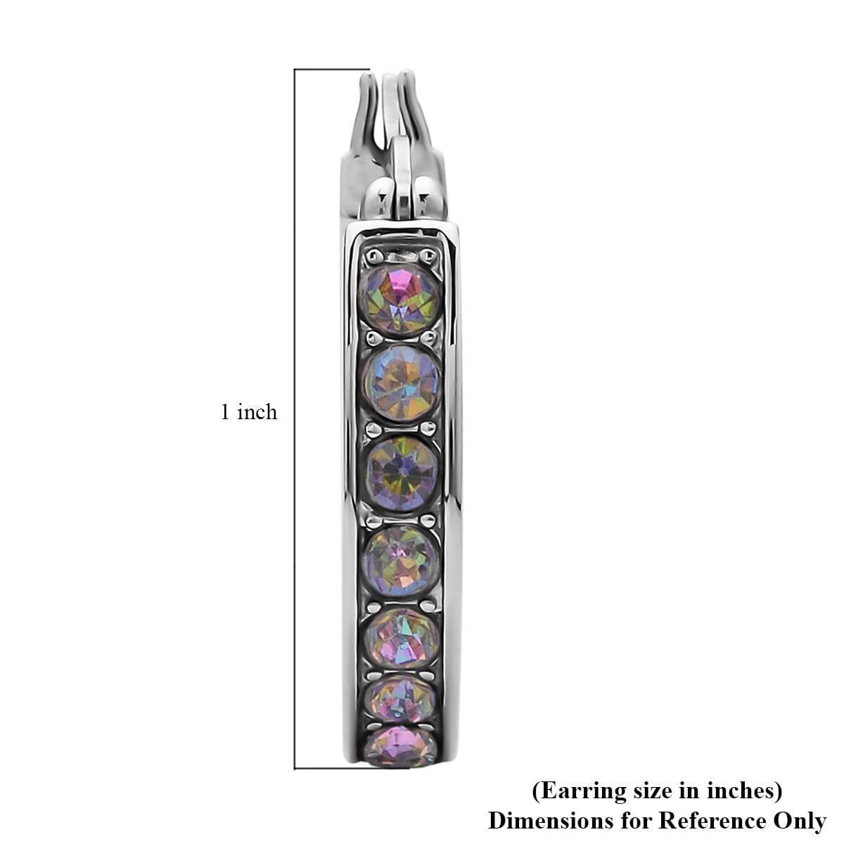 Multi Color Austrian Crystal Inside Out Hoop Earrings in Stainless Steel image number 4