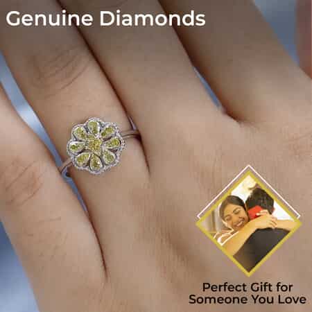 10K Solid Yellow Gold Womens Diamond Flower Ring 0.05 Ctw