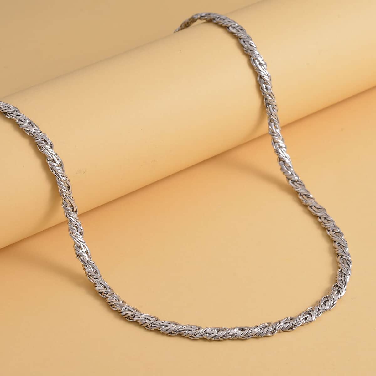 6mm Twill Chain Necklace (22-24 Inches) in Stainless Steel (31.20 g) , Tarnish-Free, Waterproof, Sweat Proof Jewelry image number 1