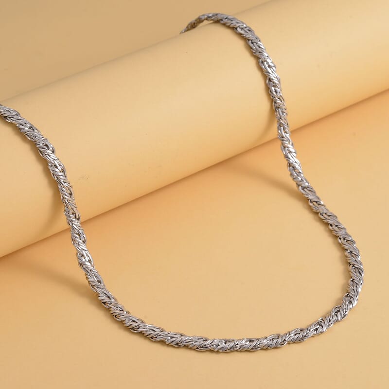 6mm Twill Chain Necklace (22-24 Inches) in Stainless Steel (31.20 g) , Tarnish-Free, Waterproof, Sweat Proof Jewelry