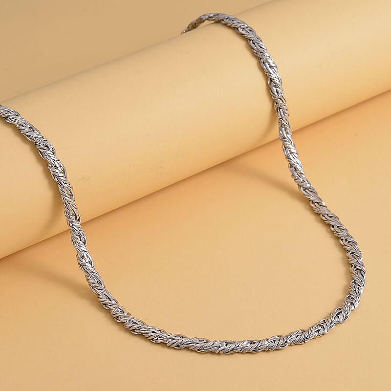 6mm Twill Chain Necklace (22-24 Inches) in Stainless Steel (31.20 g) , Tarnish-Free, Waterproof, Sweat Proof Jewelry