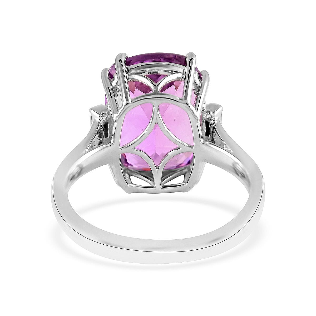 Certified Rhapsody 950 Platinum AAAA Patroke Kunzite and E-F VS Diamond Ring (Size 8.0) 7.65 Grams 10.70 ctw image number 4