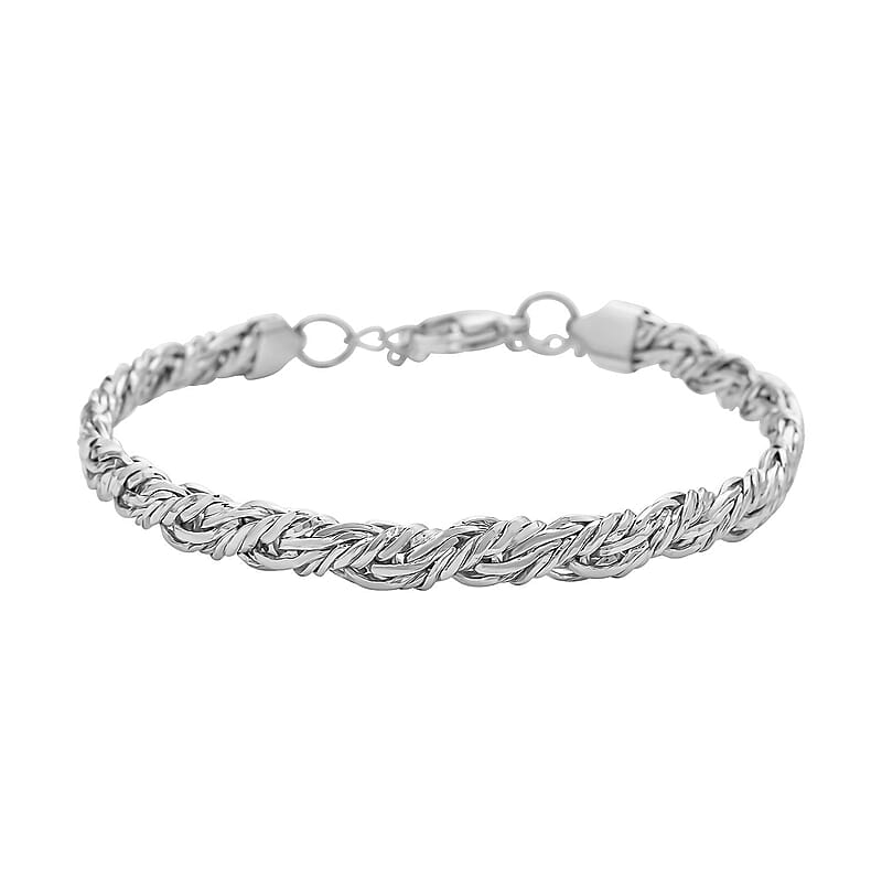 6mm Twill Chain Bracelet in Stainless Steel (8.0-9.50In) (12.20 g) | Tarnish-Free, Waterproof, Sweat Proof Jewelry