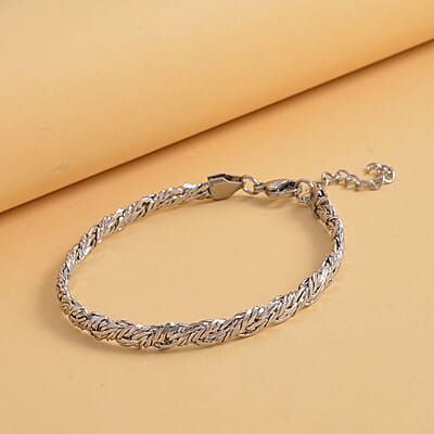 6mm Twill Chain Bracelet in Stainless Steel (8.0-9.50In) (12.20 g) | Tarnish-Free, Waterproof, Sweat Proof Jewelry