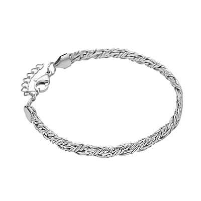 6mm Twill Chain Bracelet in Stainless Steel (8.0-9.50In) (12.20 g) | Tarnish-Free, Waterproof, Sweat Proof Jewelry