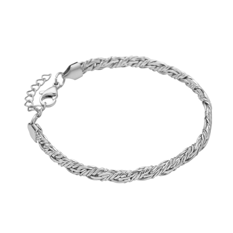 6mm Twill Chain Bracelet in Stainless Steel (8.0-9.50In) (12.20 g) | Tarnish-Free, Waterproof, Sweat Proof Jewelry