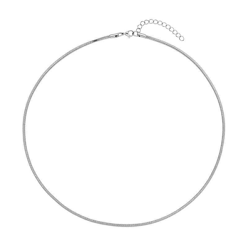 2.5mm Square Snake Necklace (20-22 Inches) in Stainless Steel (15.10 g) , Tarnish-Free, Waterproof, Sweat Proof Jewelry