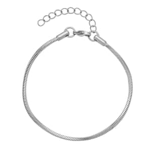 2.5mm Square Snake Bracelet in Stainless Steel (7.50-9.0In) , Tarnish-Free, Waterproof, Sweat Proof Jewelry