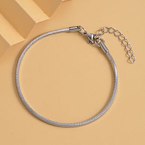 2.5mm Square Snake Bracelet in Stainless Steel (7.50-9.0In) , Tarnish-Free, Waterproof, Sweat Proof Jewelry