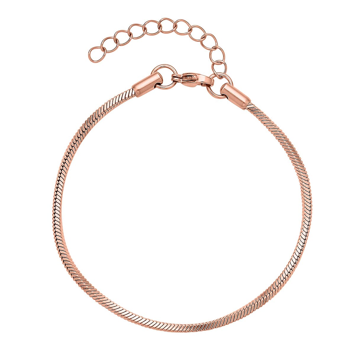 2.5mm Square Snake Bracelet in ION Plated RG Stainless Steel (7.50-9.0In) , Tarnish-Free, Waterproof, Sweat Proof Jewelry image number 0