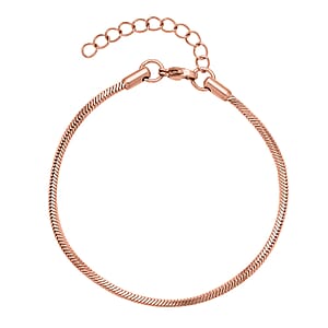 2.5mm Square Snake Bracelet in ION Plated RG Stainless Steel (7.50-9.0In) , Tarnish-Free, Waterproof, Sweat Proof Jewelry