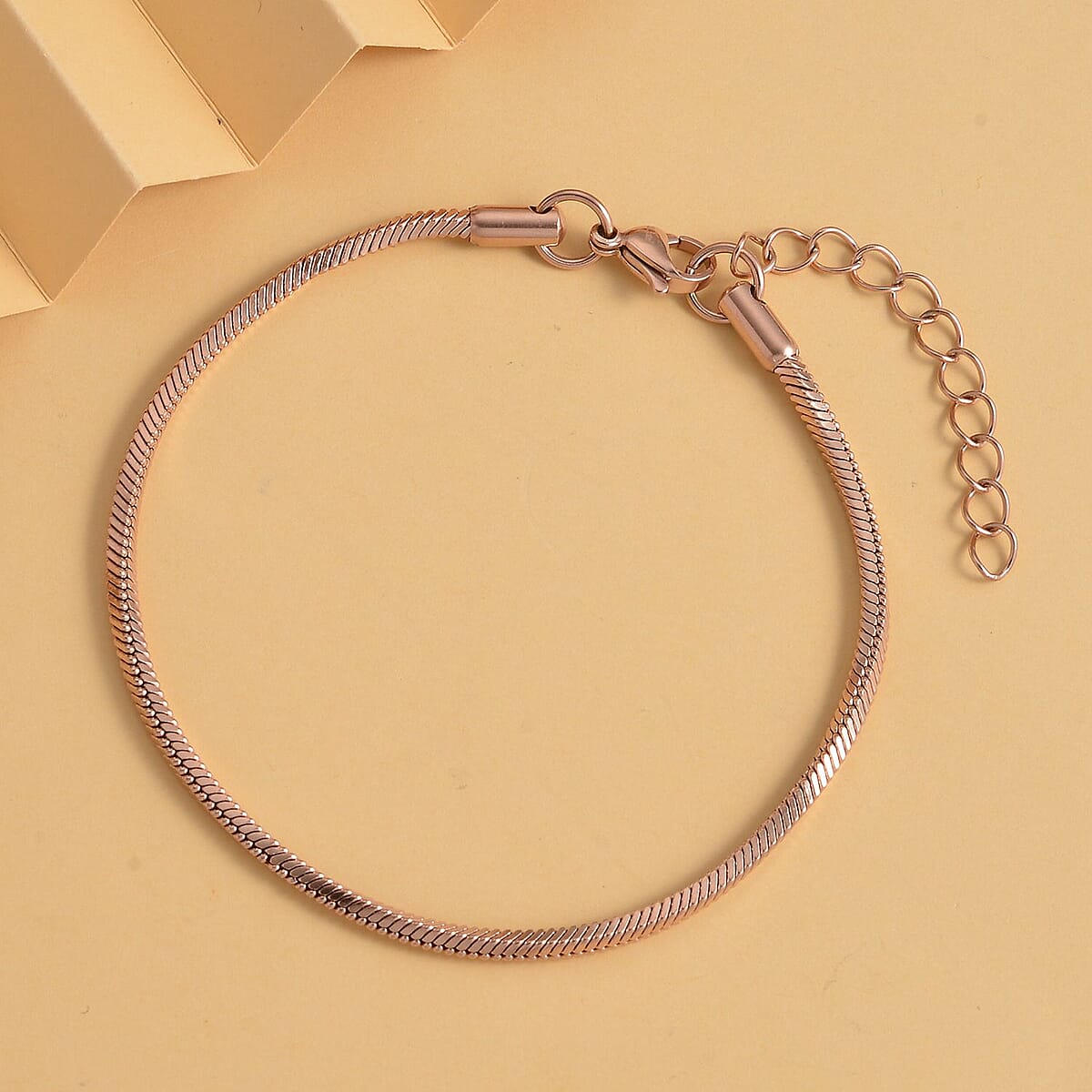 2.5mm Square Snake Bracelet in ION Plated RG Stainless Steel (7.50-9.0In) , Tarnish-Free, Waterproof, Sweat Proof Jewelry image number 1