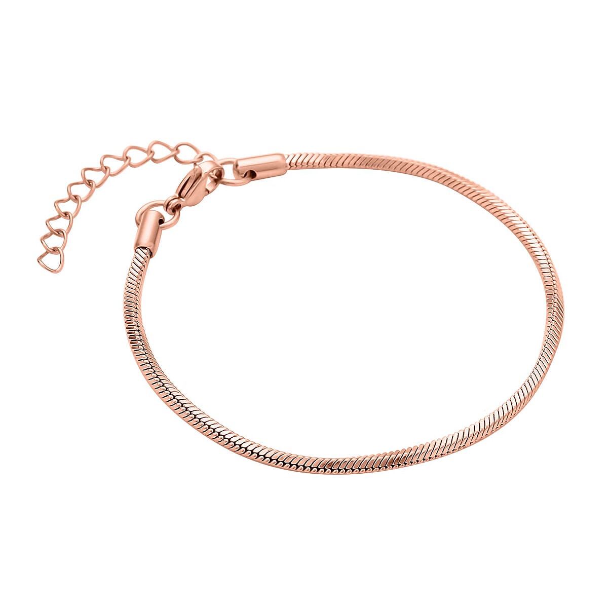 2.5mm Square Snake Bracelet in ION Plated RG Stainless Steel (7.50-9.0In) , Tarnish-Free, Waterproof, Sweat Proof Jewelry image number 2