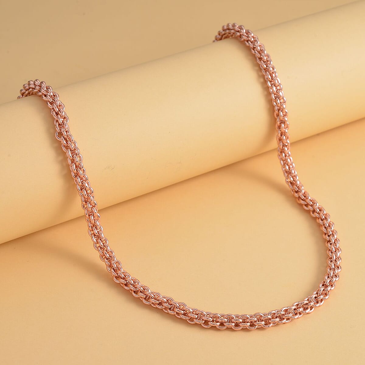 Pumpkin Chain Necklace (22-24 Inches) in ION Plated RG Stainless Steel , Tarnish-Free, Waterproof, Sweat Proof Jewelry image number 1