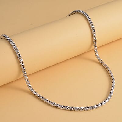 Roller Chain Necklace (22-24 Inches) in Stainless Steel , Tarnish-Free, Waterproof, Sweat Proof Jewelry