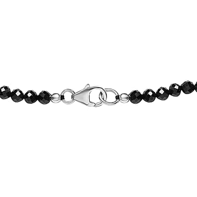Elite Shungite and Multi Gemstone Pendant with Thai Black Spinel Beaded Necklace 20 Inches in Platinum Over Sterling Silver 68.75 ctw