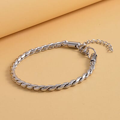 Roller Chain Bracelet in Stainless Steel (8-9.50In) , Tarnish-Free, Waterproof, Sweat Proof Jewelry