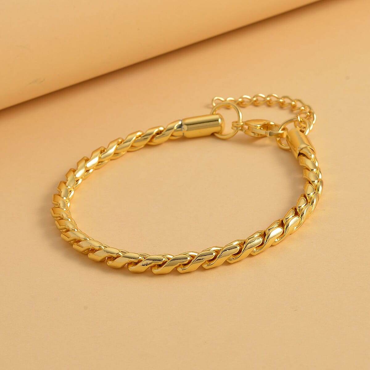 Roller Chain Bracelet in ION Plated YG Stainless Steel (8-9.50In) , Tarnish-Free, Waterproof, Sweat Proof Jewelry image number 1