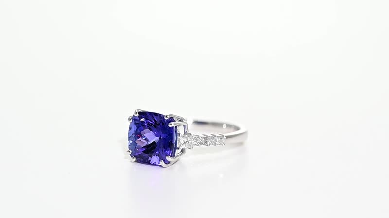 Rhapsody Certified & Appraised AAAA Tanzanite and E-F VS Diamond 4.00 ctw Accent Ring, 950 Platinum Ring, Wedding Ring 4 Grams