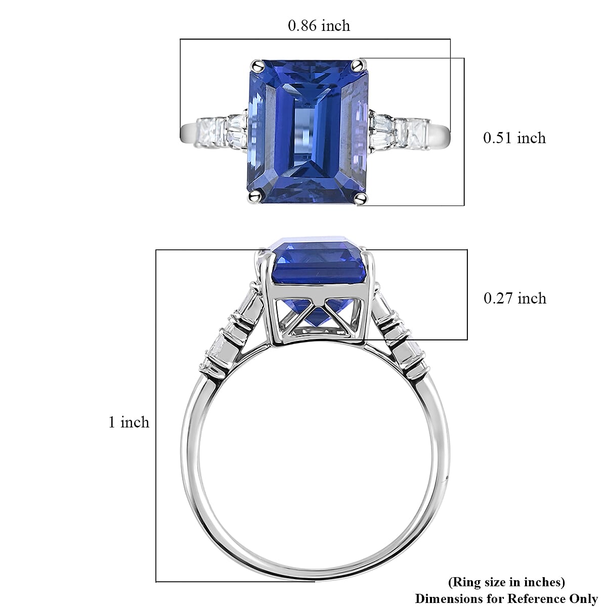 Certified Rhapsody 950 Platinum AAAA Tanzanite and E-F VS Diamond Ring (Size 7.0) 5.15 Grams 5.60 ctw image number 4