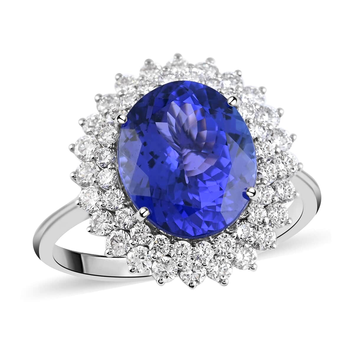 Certified Rhapsody 950 Platinum AAAA Tanzanite and E-F VS Diamond Cocktail Ring (Size 10.0) 5.80 Grams 6.40 ctw image number 0