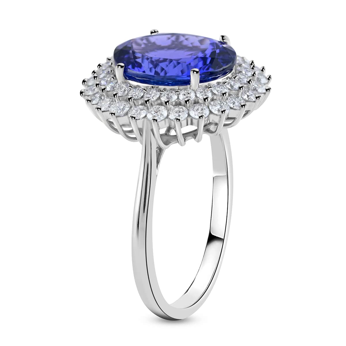 Certified Rhapsody 950 Platinum AAAA Tanzanite and E-F VS Diamond Cocktail Ring (Size 10.0) 5.80 Grams 6.40 ctw image number 3