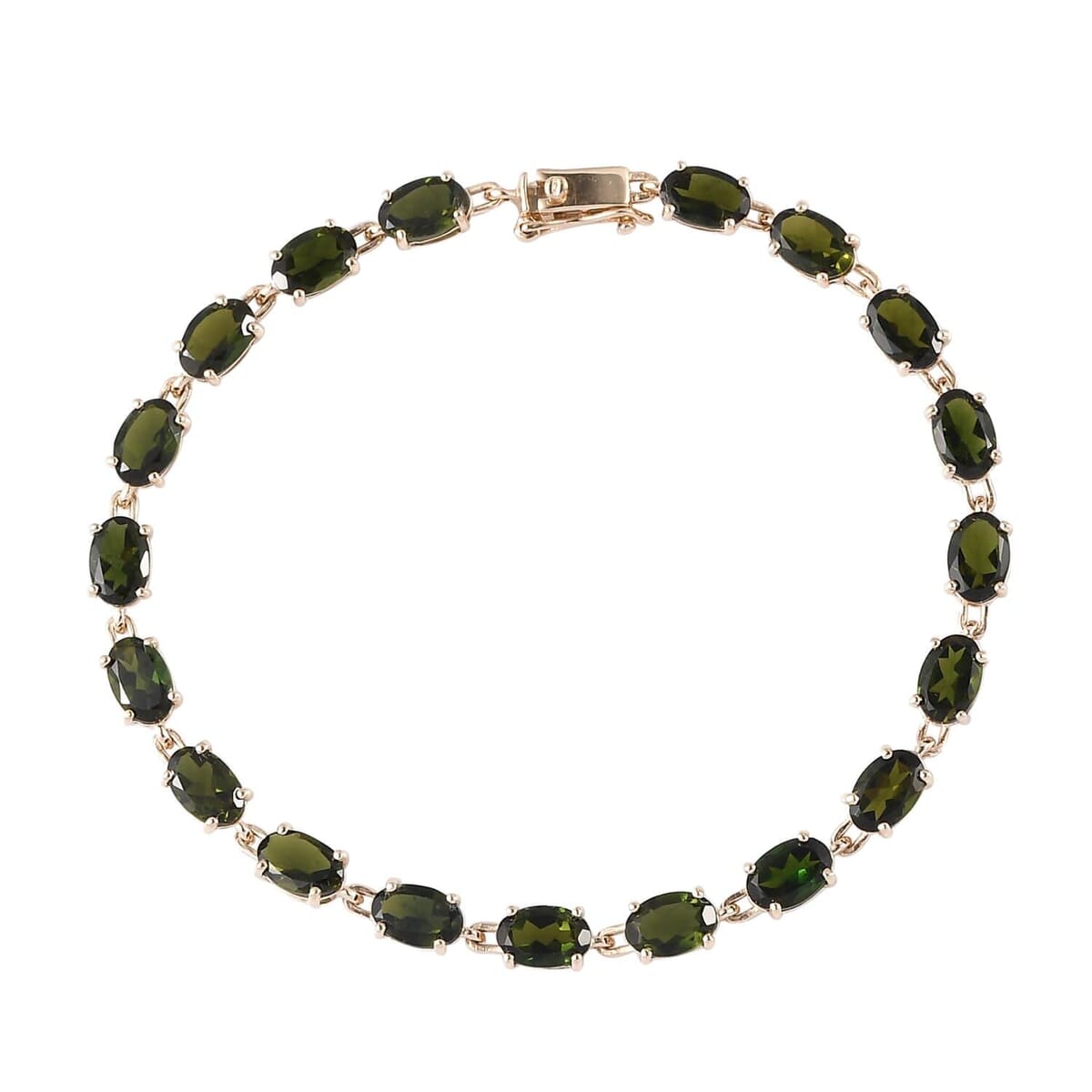 Luxoro 10K Yellow Gold AAA Tanzanian Chrome Tourmaline Link Bracelet (6.50 In) 7.90 ctw image number 0