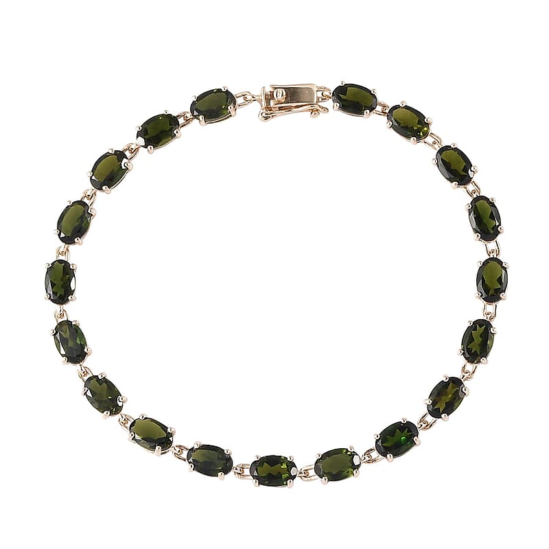 Luxoro 10K Yellow Gold AAA Tanzanian Chrome Tourmaline Link Bracelet (6.50 In) 7.90 ctw
