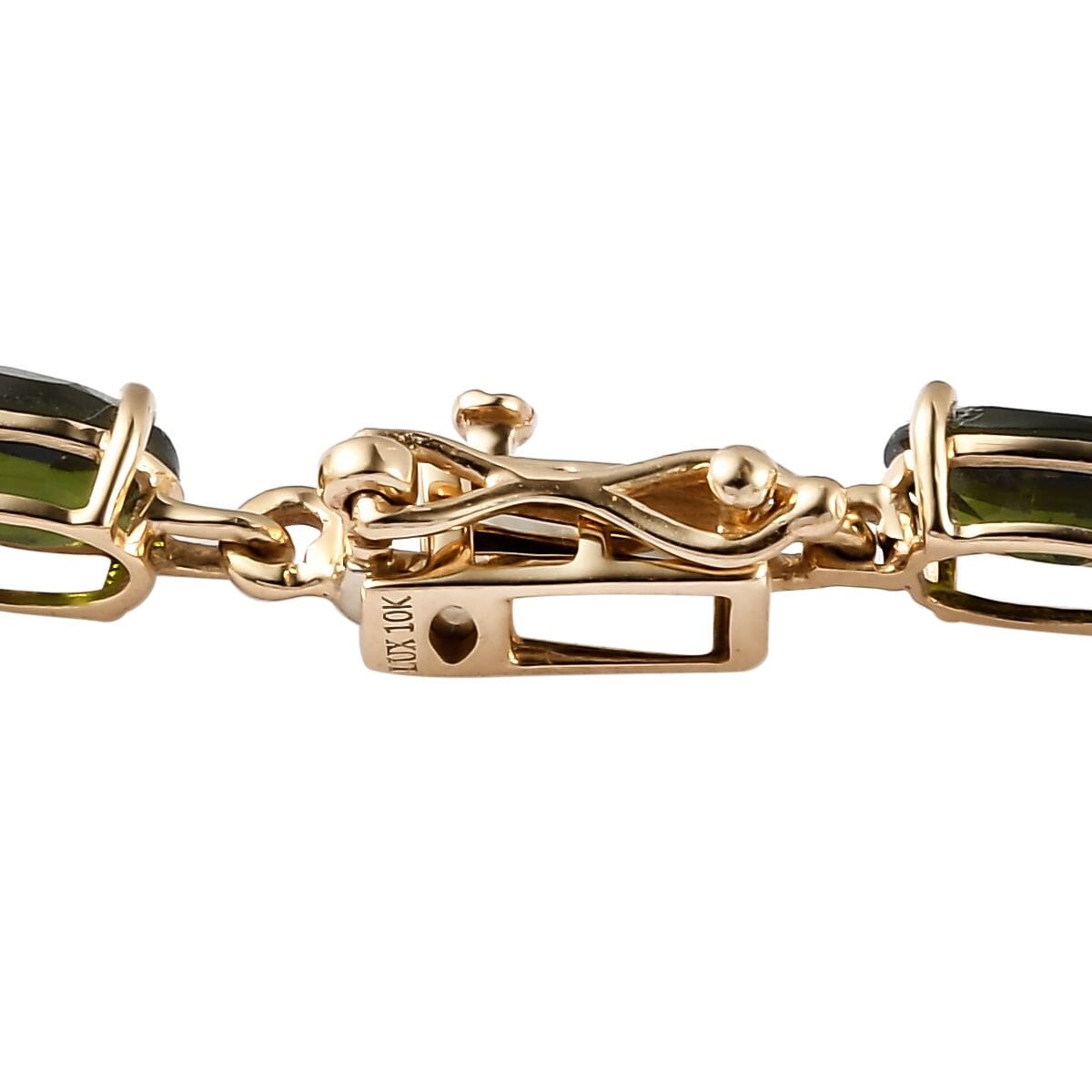 Luxoro 10K Yellow Gold AAA Tanzanian Chrome Tourmaline Link Bracelet (6.50 In) 7.90 ctw image number 2