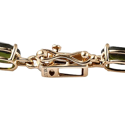 Luxoro 10K Yellow Gold AAA Tanzanian Chrome Tourmaline Link Bracelet (6.50 In) 7.90 ctw