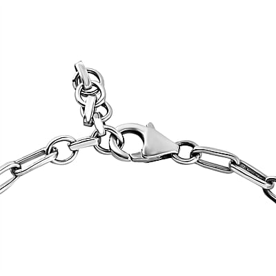 Artisan Crafted Sleeping Beauty Turquoise Paper Clip Chain Bracelet, Sterling Silver Bracelet, Handmade Jewelry (7.25-8.75In) 2.75 ctw