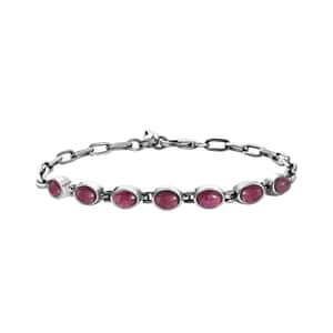 Niassa Ruby (FF) Bracelet in Sterling Silver, Link Bracelet, Handmade Jewelry (7.25-8.75In) 4.75 ctw