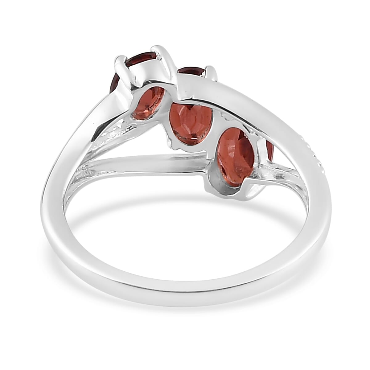 Mozambique Garnet 3 Stone Ring in Sterling Silver (Size 9.0) 1.70 ctw image number 3