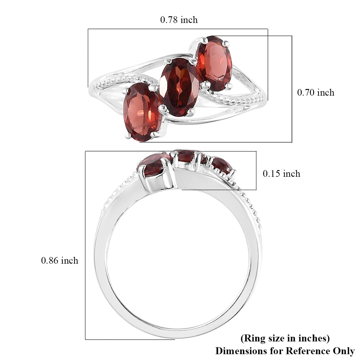 Mozambique Garnet 3 Stone Ring in Sterling Silver (Size 9.0) 1.70 ctw image number 4