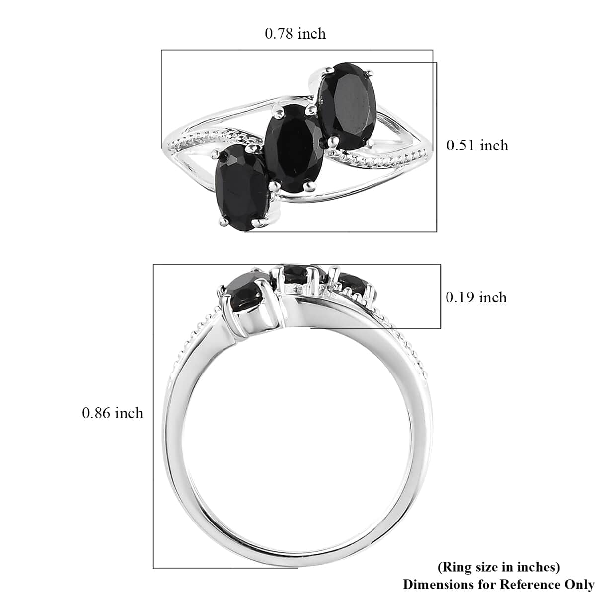 Thai Black Spinel 3 Stone Ring in Sterling Silver (Size 10.0) 1.75 ctw image number 5