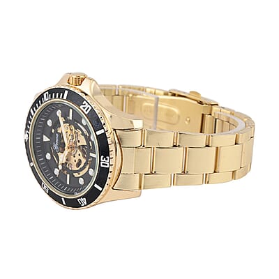 Genoa Automatic Mechanical Movement Black Dial Watch in ION Plated YG Stainless Steel Strap (42.40mm) (6.50-8.00 Inches)