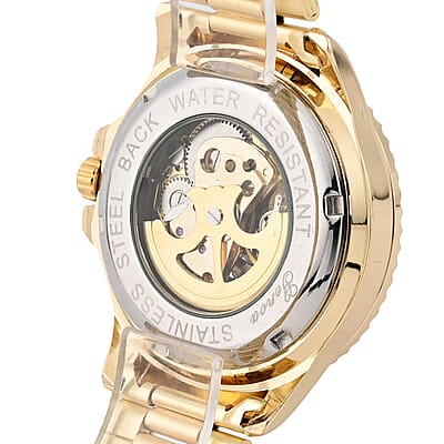 Genoa Automatic Mechanical Movement Black Dial Watch in ION Plated YG Stainless Steel Strap (42.40mm) (6.50-8.00 Inches)