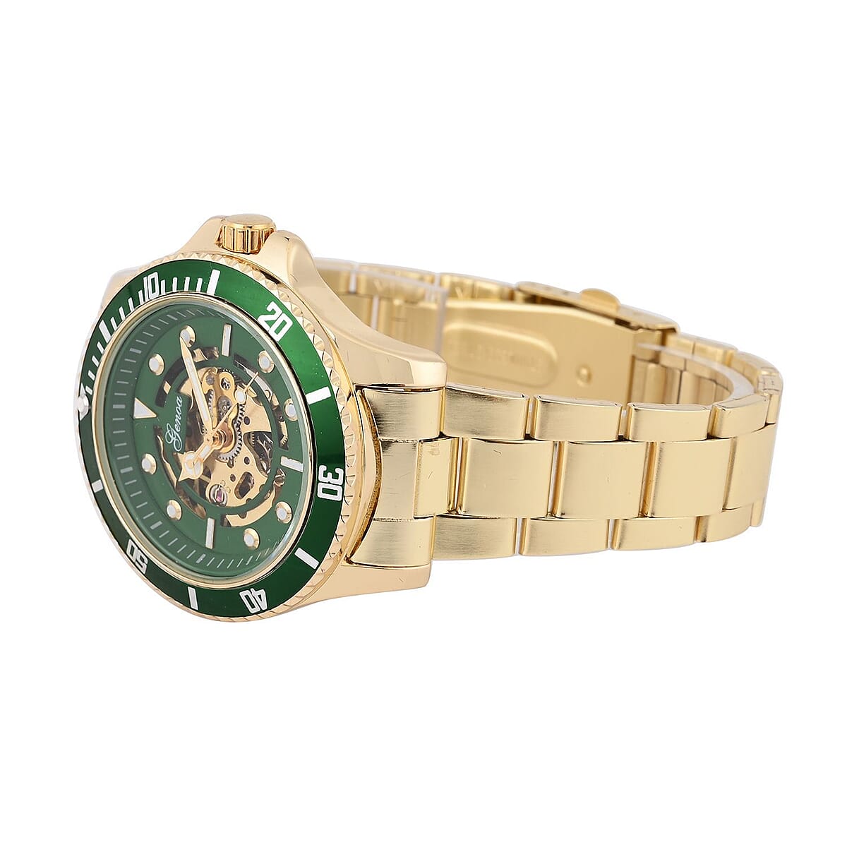 Genoa Automatic Mechanical Movement Green Dial Watch in ION Plated YG Stainless Steel Strap (42.40mm) (7.50 Inches) image number 4