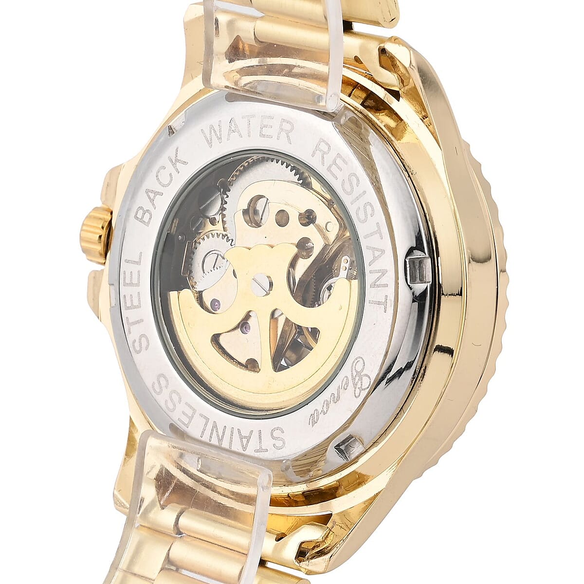 Genoa Automatic Mechanical Movement Green Dial Watch in ION Plated YG Stainless Steel Strap (42.40mm) (7.50 Inches) image number 5