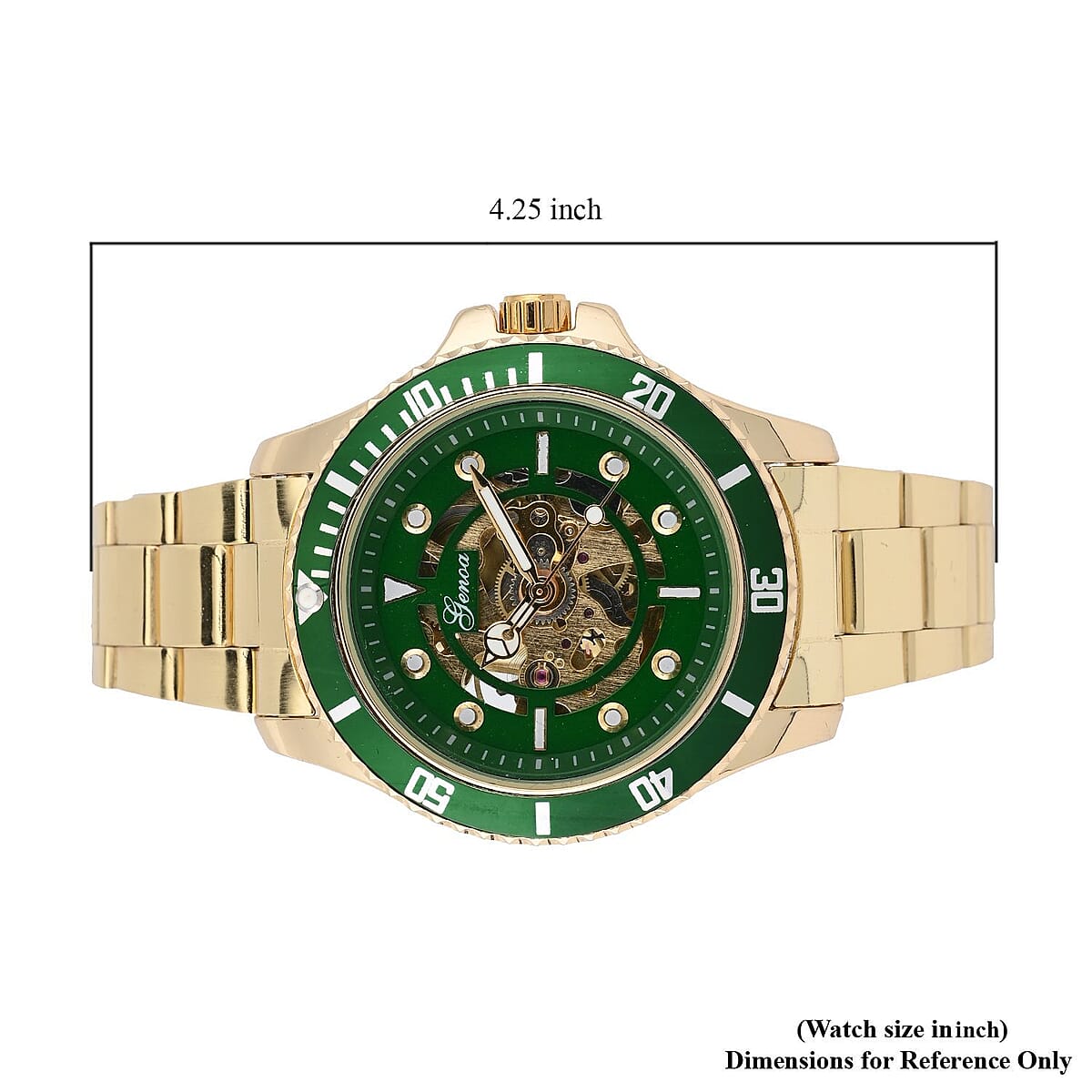 Genoa Automatic Mechanical Movement Green Dial Watch in ION Plated YG Stainless Steel Strap (42.40mm) (7.50 Inches) image number 6