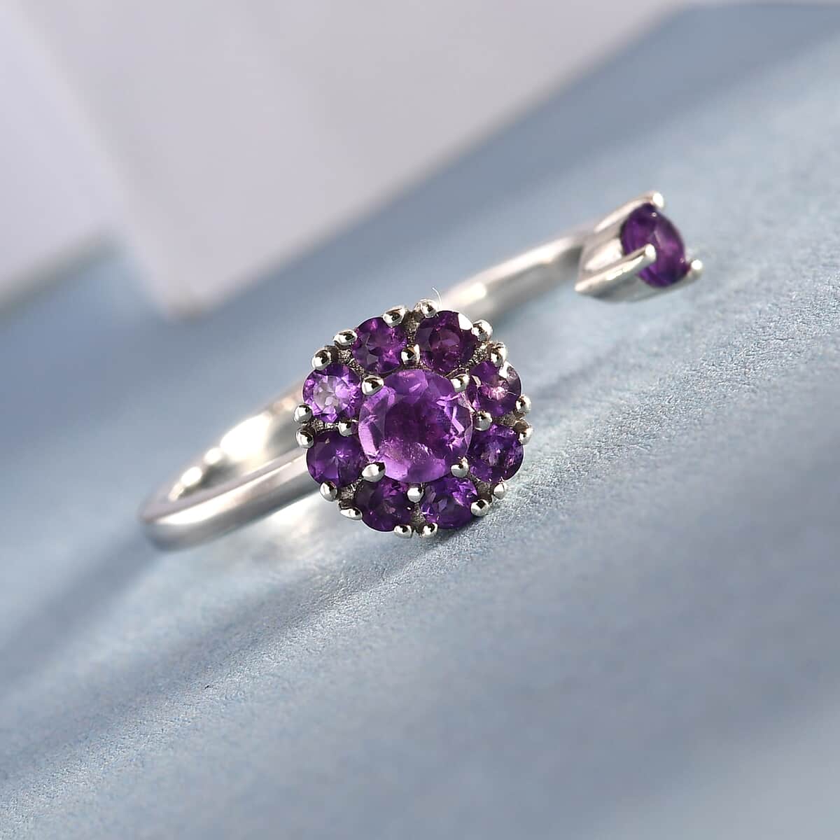 Amethyst Ring in Platinum Over Sterling Silver (Size 8.0) 0.60 ctw image number 2