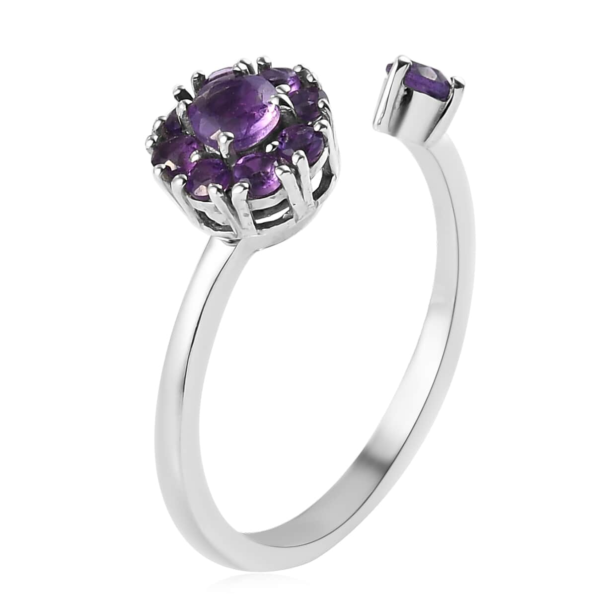 Amethyst Ring in Platinum Over Sterling Silver (Size 8.0) 0.60 ctw image number 3