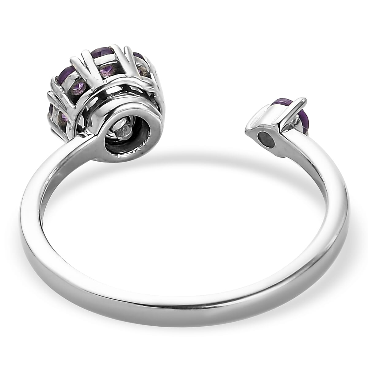 Amethyst February Birthstone Anxiety Spinner Openable Band Ring in Platinum Over Sterling Silver (Medium Adjustable Size 6-8) 0.60 ctw