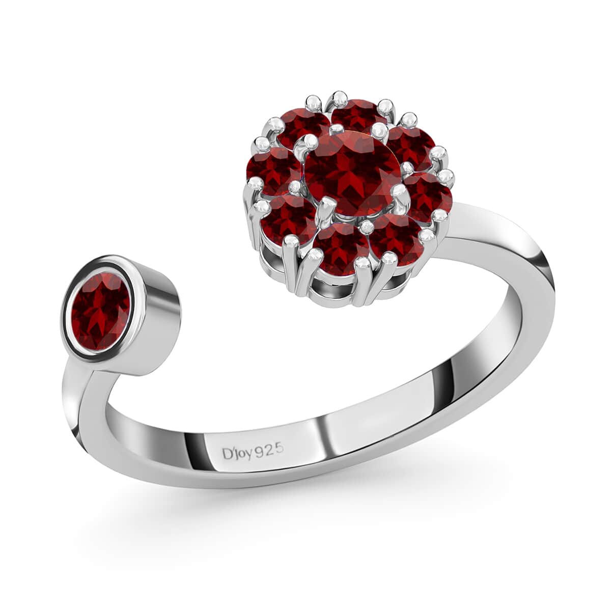 Mozambique Garnet January Birthstone Spinner Band Ring in Platinum Over Sterling Silver (Large Adjustable Size 9-11) 1.10 ctw image number 0