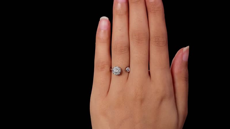 White Zircon April Birthstone Anxiety Spinner Openable Band Adjustable Ring in Platinum Over Sterling Silver (Size 11.0) 1.00 ctw