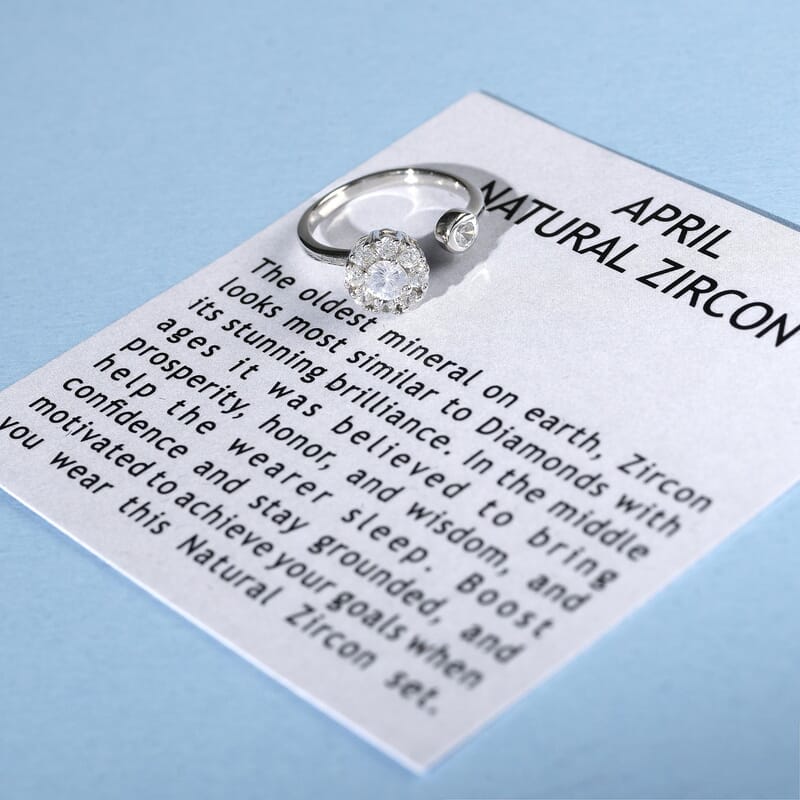 White Zircon 1.00 ctw April Birthstone Anxiety Spinner Openable Band Adjustable Ring in Platinum Over Sterling Silver (Size 11.0)