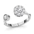 White Zircon April Birthstone Anxiety Spinner Openable Band Ring in Platinum Over Sterling Silver (Adjustable Size 6-8) 1.00 ctw image number 0