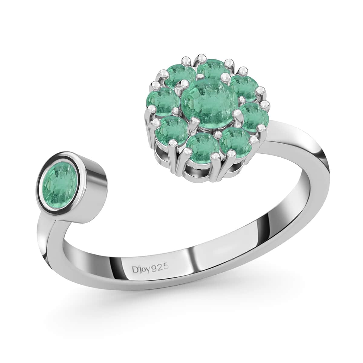 Socoto Emerald May Birthstone Anxiety Spinner Openable Band Ring in Platinum Over Sterling Silver (Large Adjustable Size 9-11) 0.75 ctw image number 0